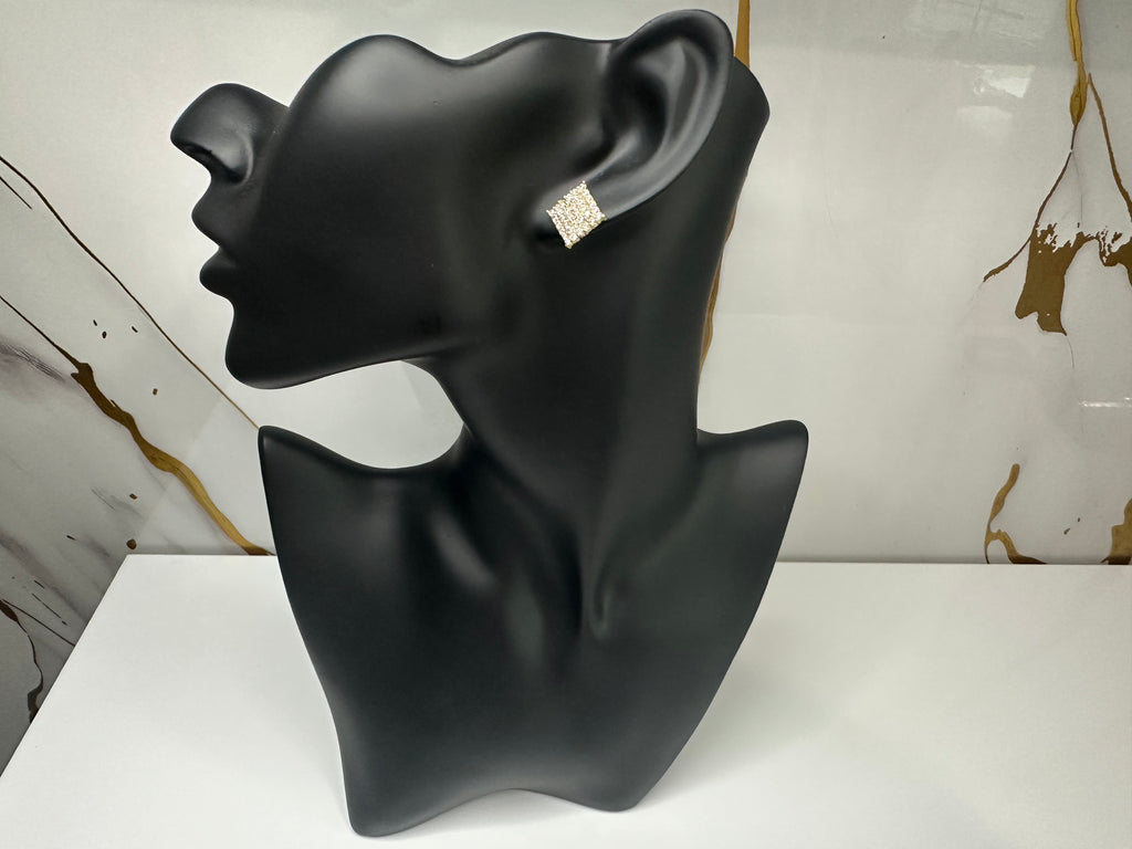 Aretes Cuadrados con Piedras Brillantes en Oro 10K