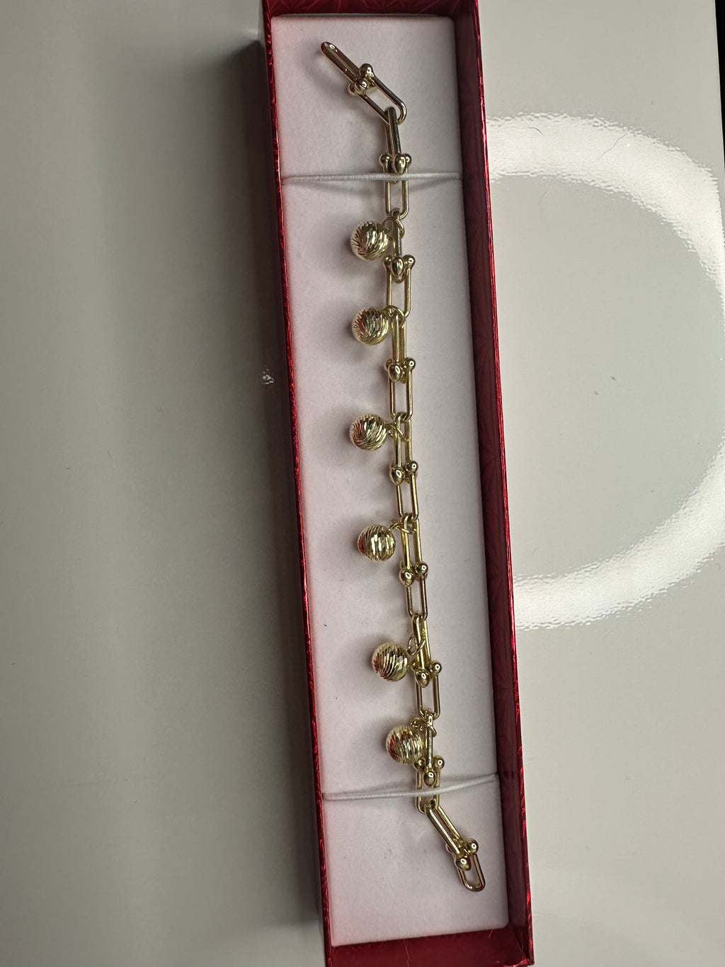 Manilla con Esferas Brillantes - Oro 10k, 7"