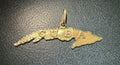 Dije Mapa de Cuba con Letras "CUBA" en Oro Sólido 14K